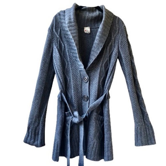 Joie Cardigan Sweater CASHMERE WOOL Shawl Collar Gray Button Closure & Belt - Picture 2 of 14